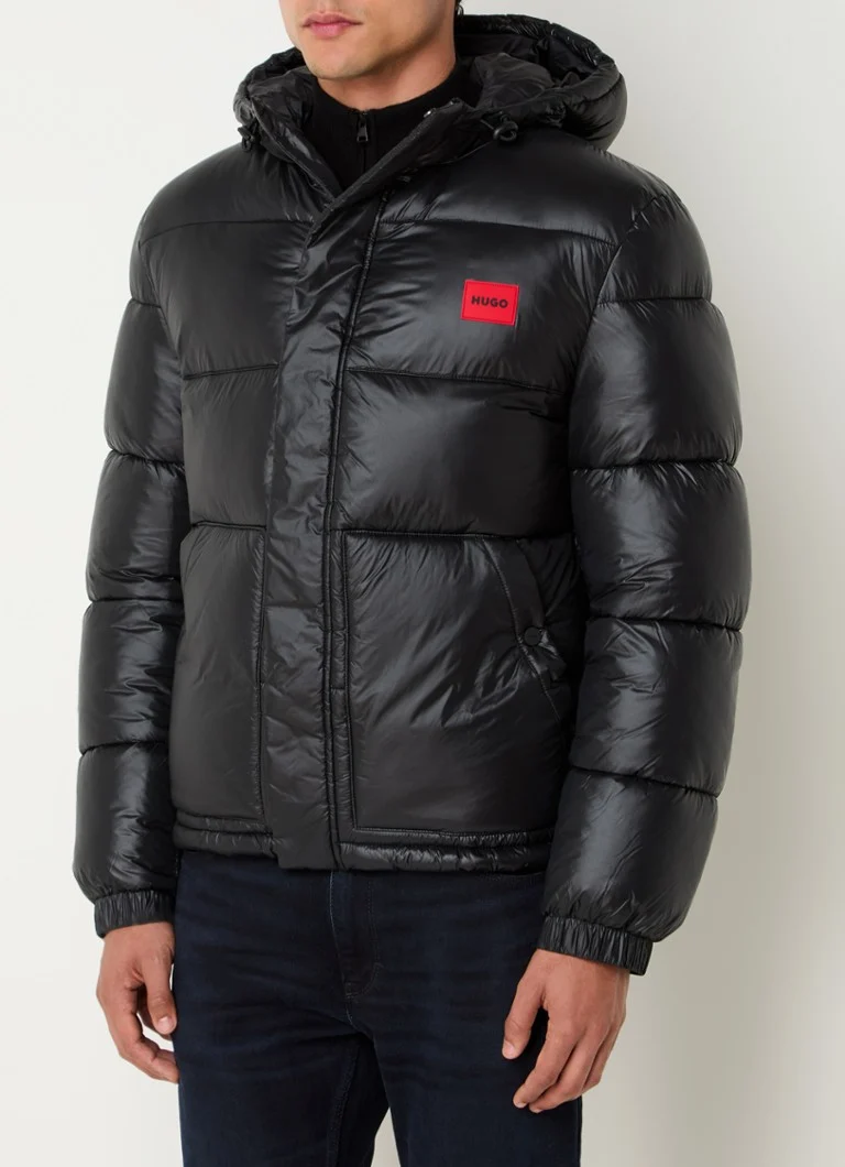 Jaqueta puffer HUGO BOSS Baro com logo e capuz.