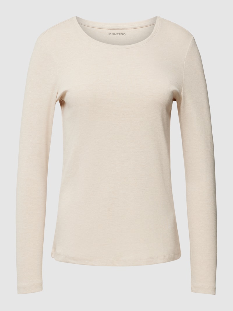 Longsleeve mit Rundhalsausschnitt in ecru meliert