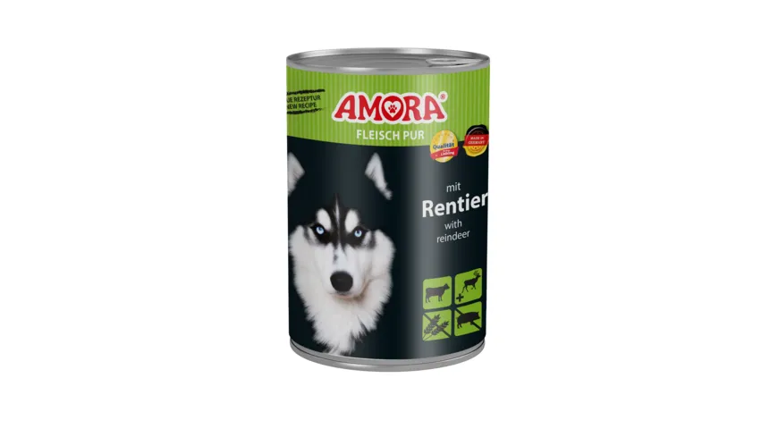 AMORA Hundenassfutter Dose Fleisch Pur Adult Rentier 400 g