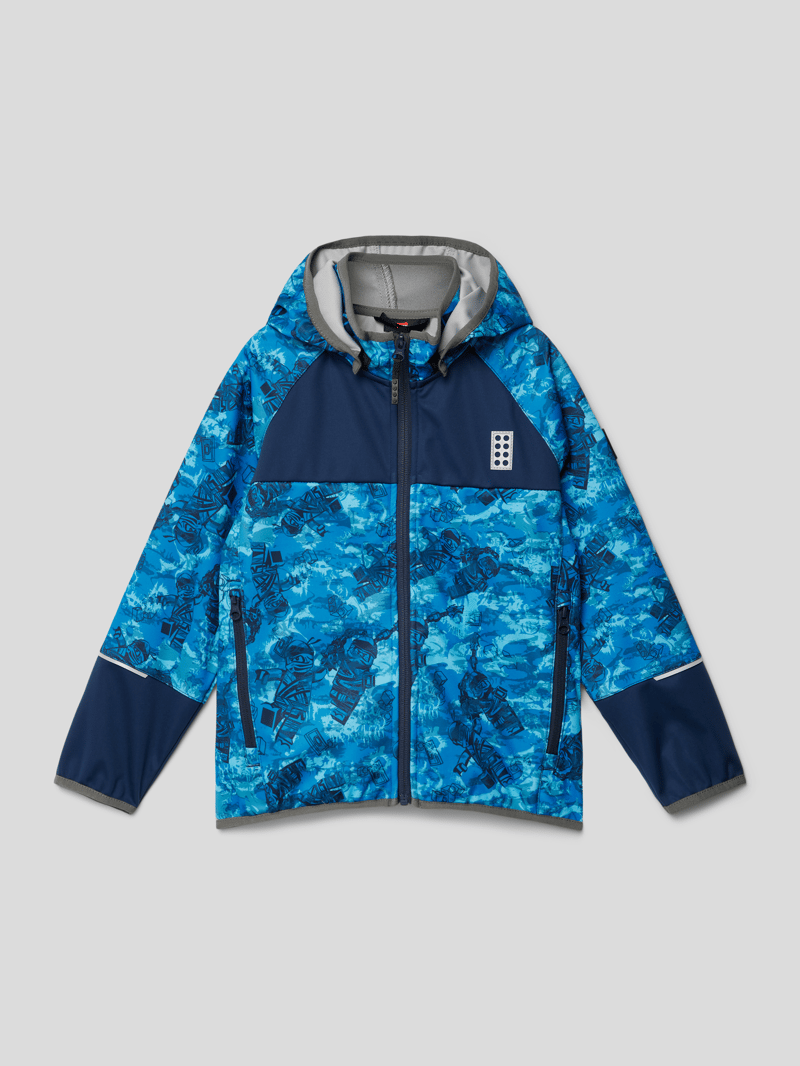 Jacke mit Motiv-Print Modell 'STORM' in marineblau