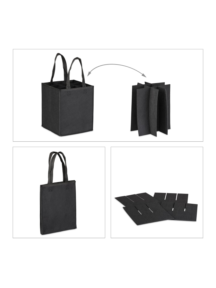 relaxdays 2 x Flaschentasche in Schwarz günstig kaufen onesize