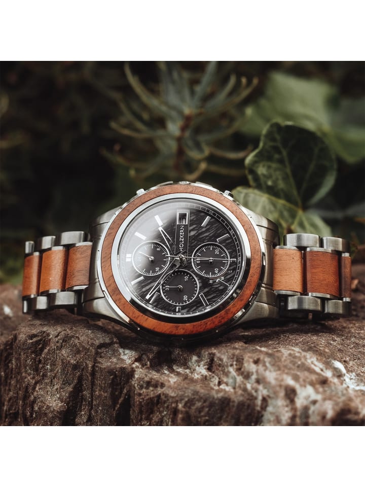 Holzkern Herrenuhr Solar-Chronograph Angkor Koa/Marmor Anthrazit günstig kaufen onesize