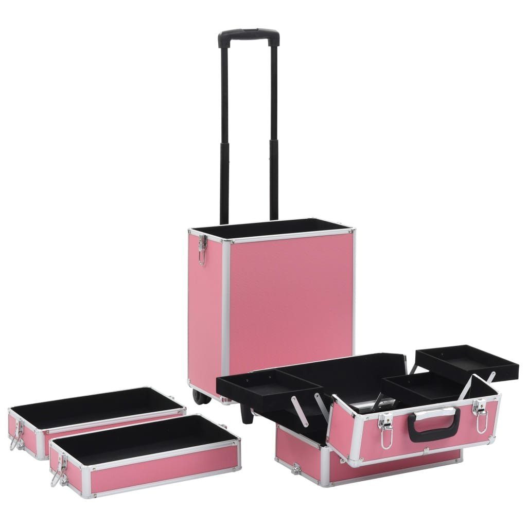 vidaXL Kosmetik-Koffer Kosmetikkoffer Aluminium Rosa