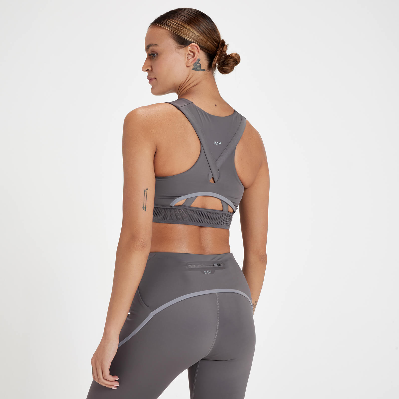 Brassière de sport réfléchissante MP Velocity Ultra pour femmes – Gris galet