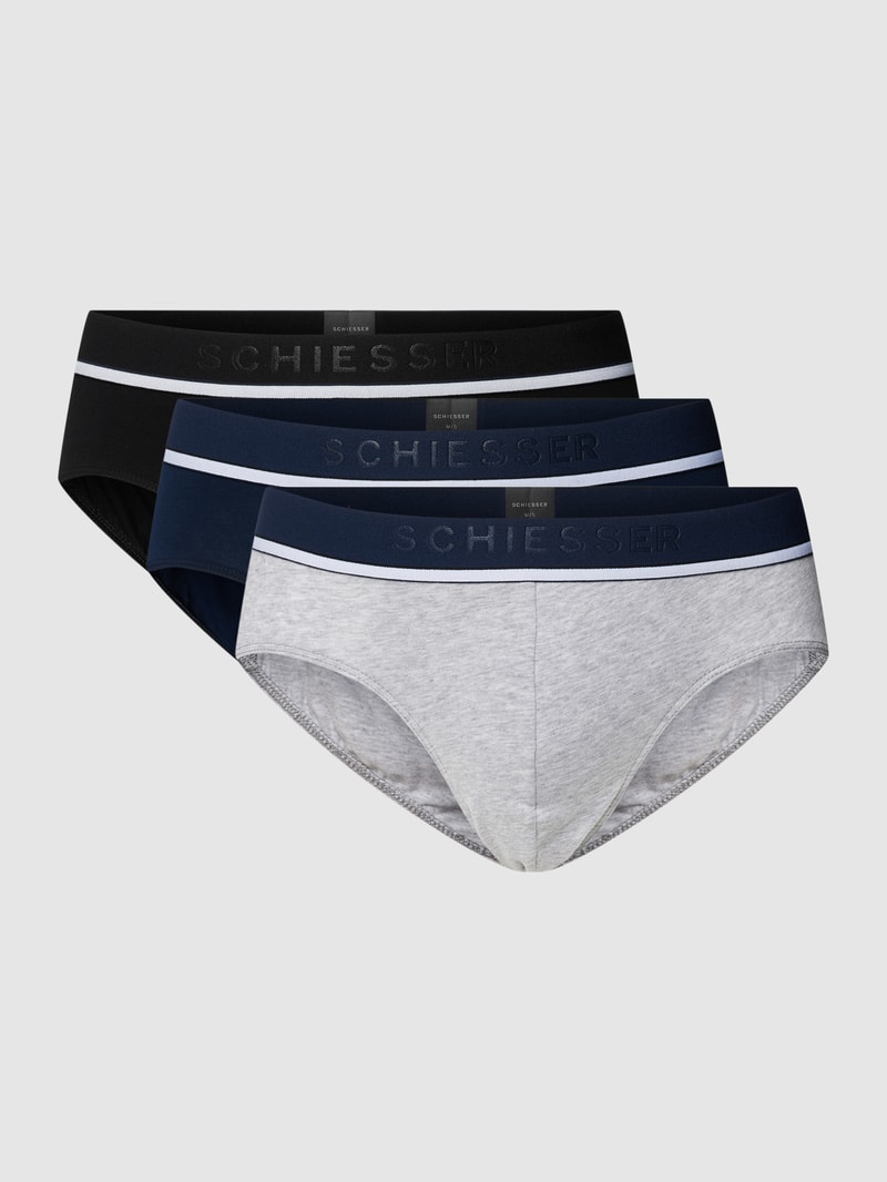 Slip mit Label-Details Modell 'Rio' im 3er-Pack in mittelgrau meliert