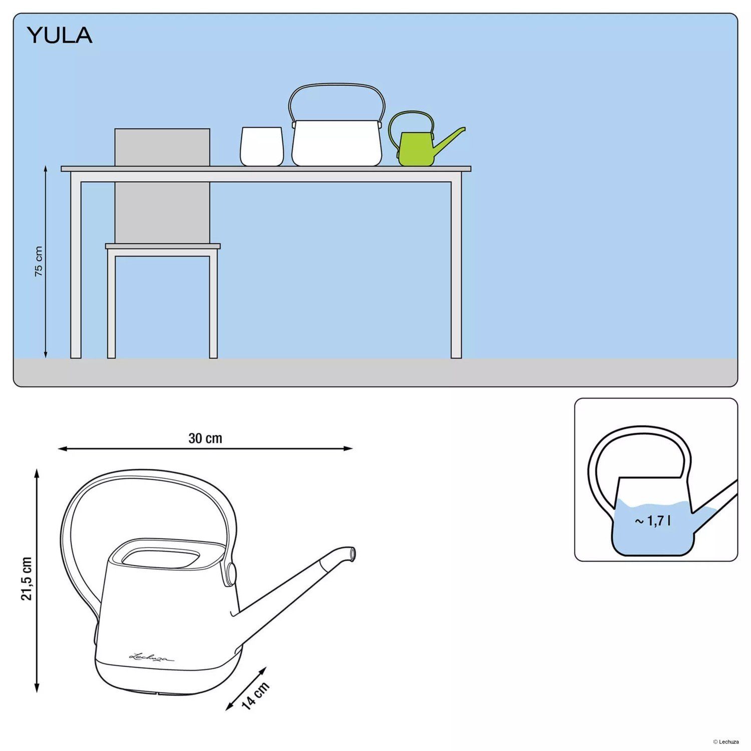 Lechuza® Gießkanne Gießkanne Yula 1,7L schiefergrau-taupe