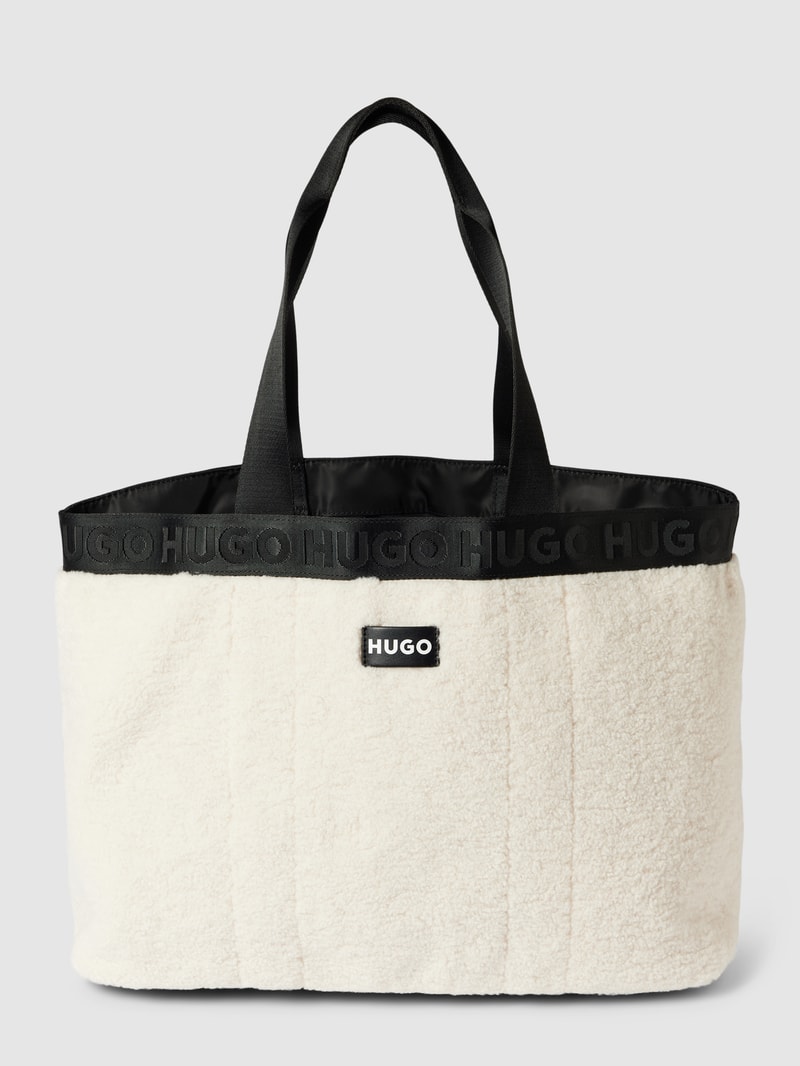 Shopper mit Label-Detail Modell 'Becky' in ecru