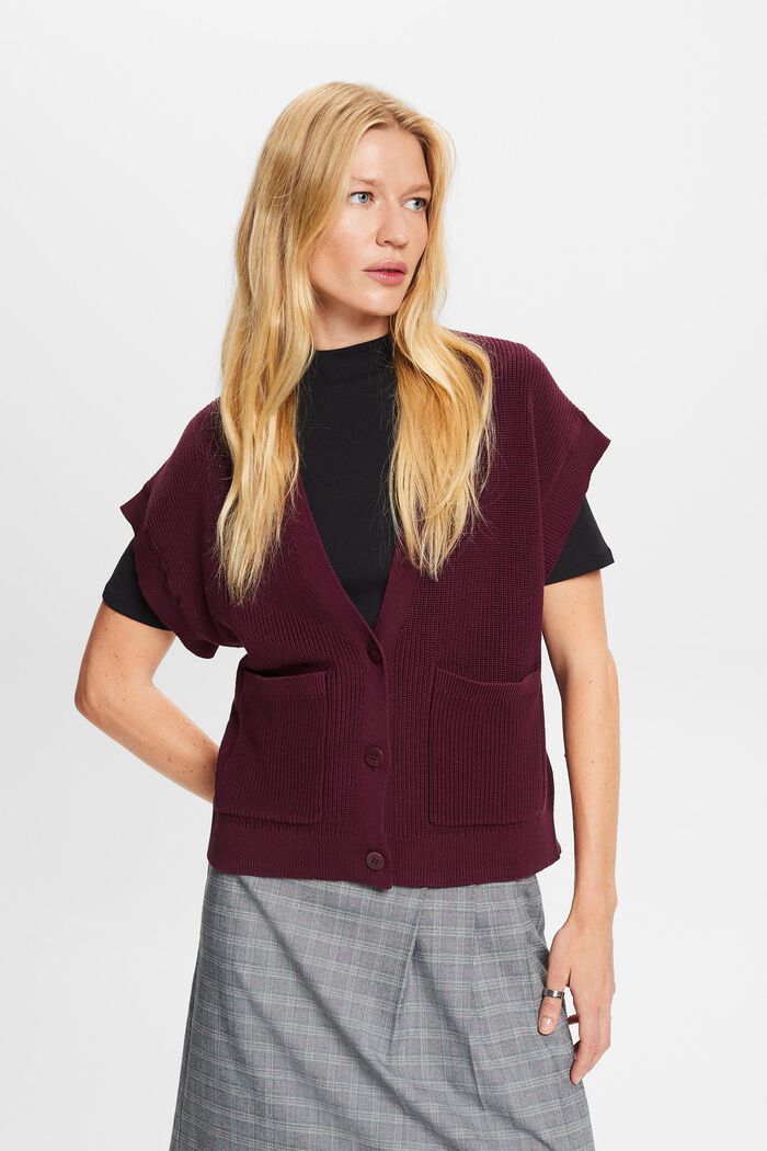 Ärmelloser Cardigan, 100 % Baumwolle