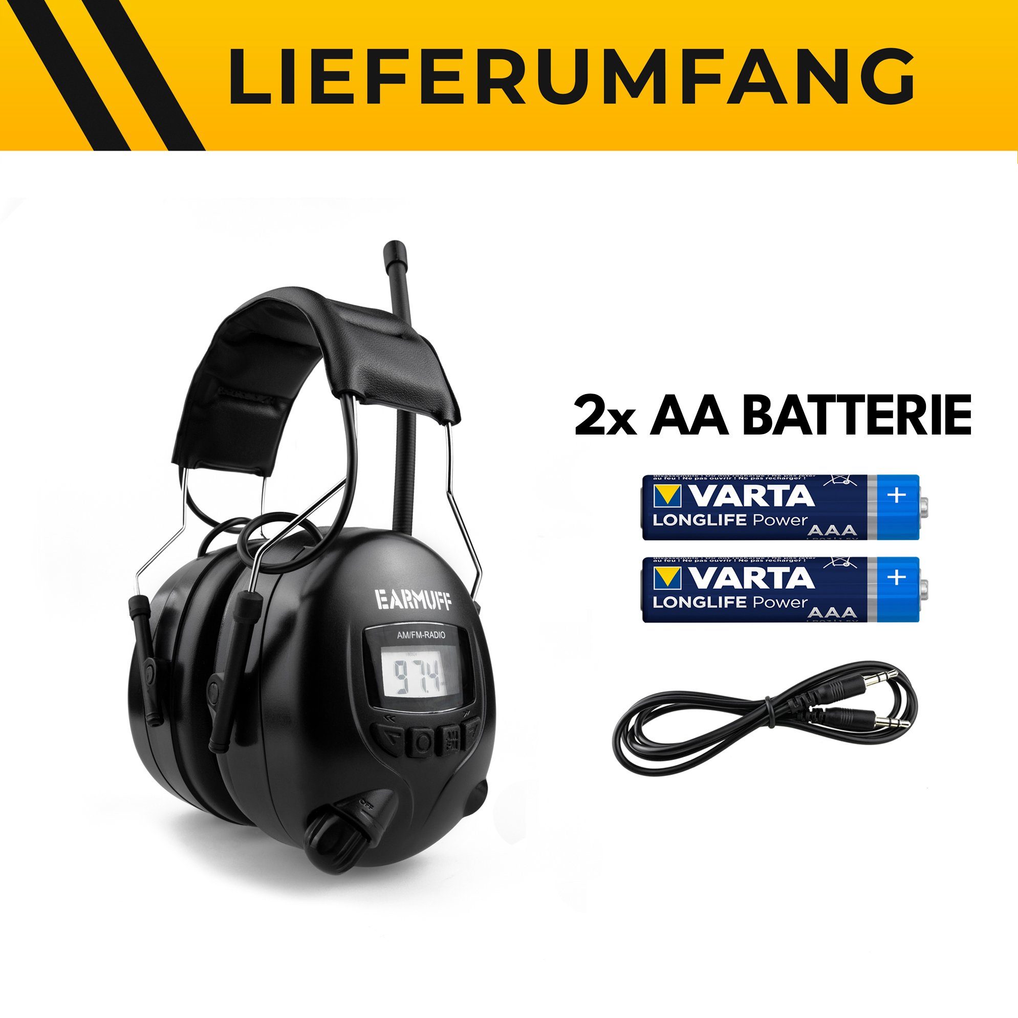 EARMUFF Kapselgehörschutz EARMUFF 31dB AM/FM/AUX - Black