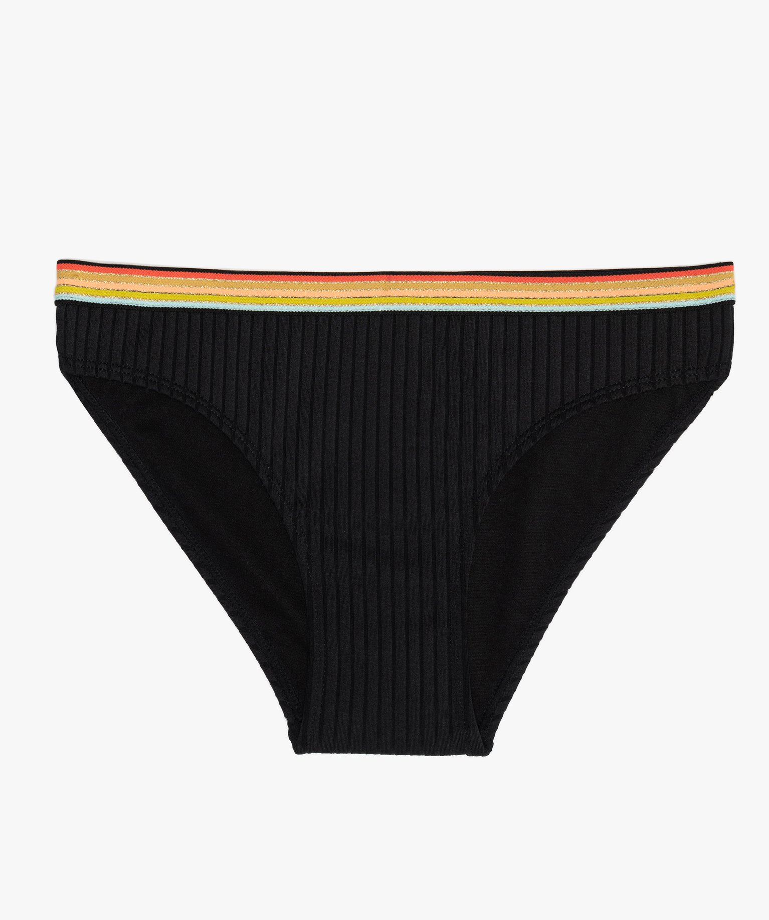 Slip de bain fille en matière ctelée avec ceinture multi... noir | GEMO