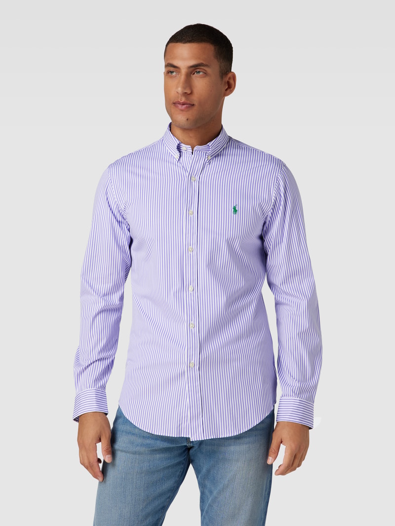 Slim Fit Freizeithemd mit Button-Down-Kragen in lavendel