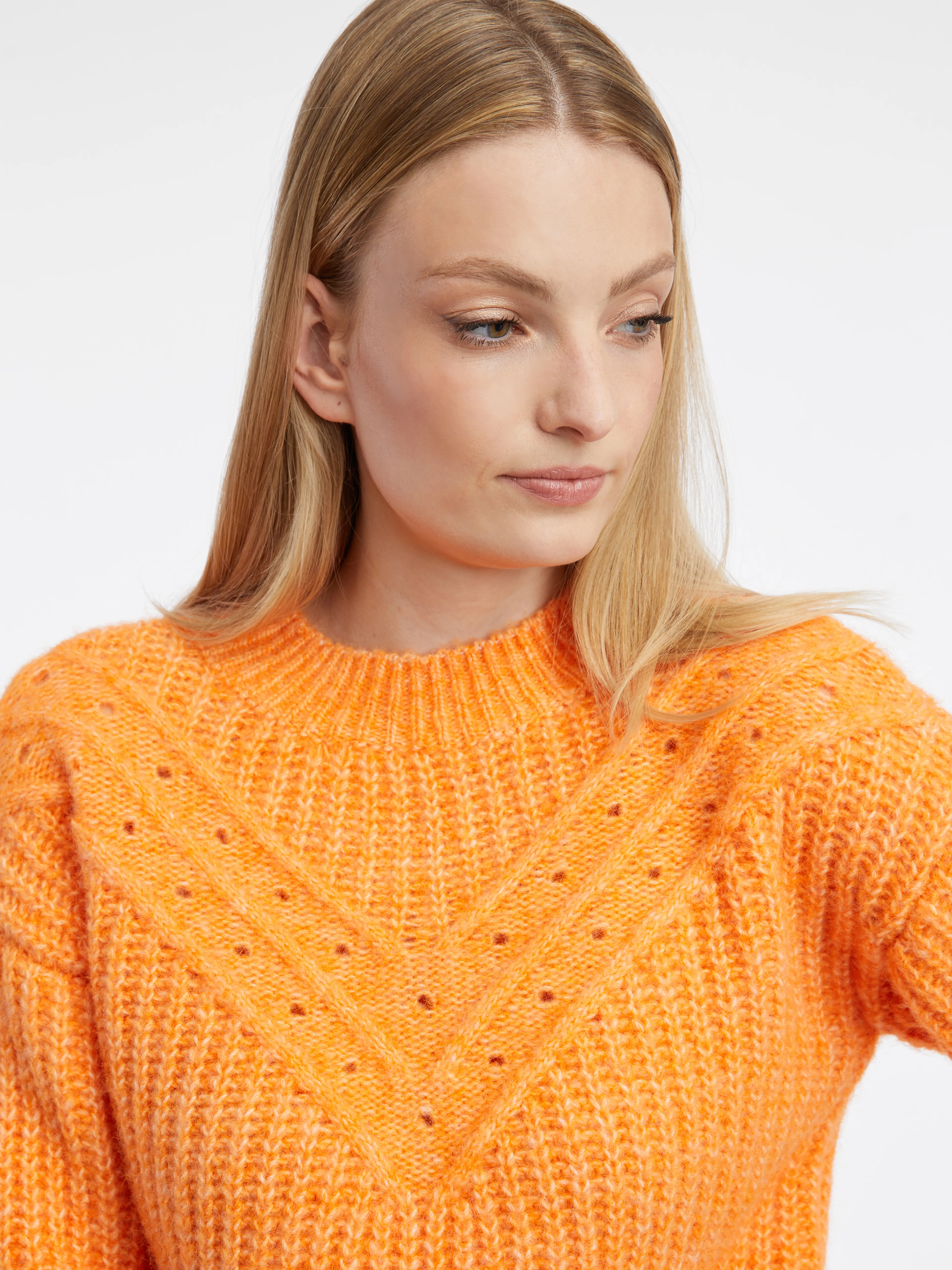 Orangefarbener Damen-Ripp-Pullover ORSAY