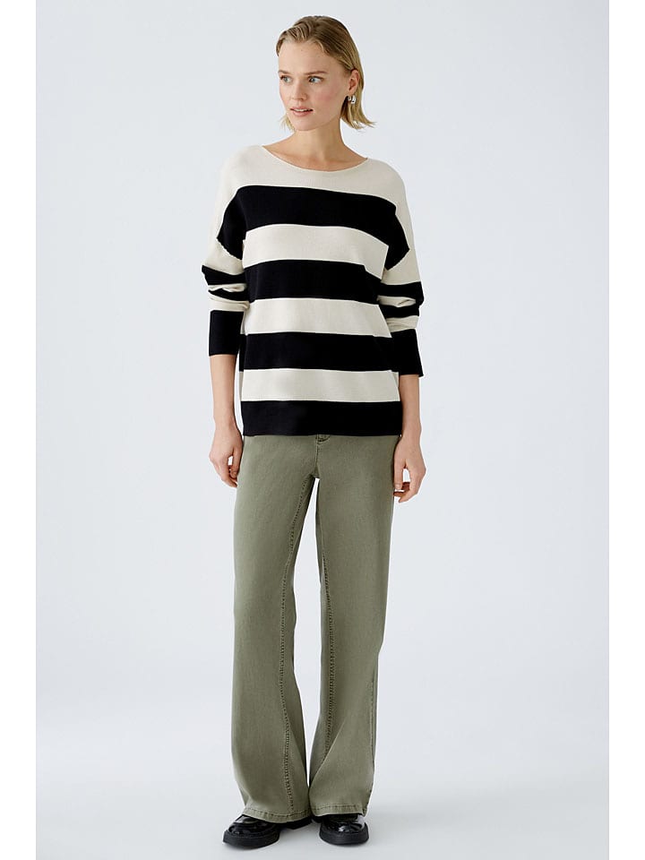 Oui Pullover in Weiß/ Schwarz günstig kaufen