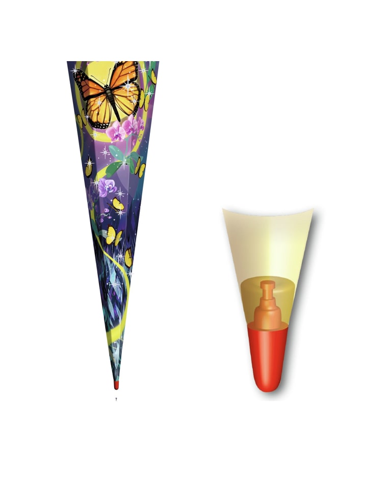 ROTH Schultüte groß Schmetterling 85 cm, Glitter Rüschenborte in Bunt günstig kaufen onesize
