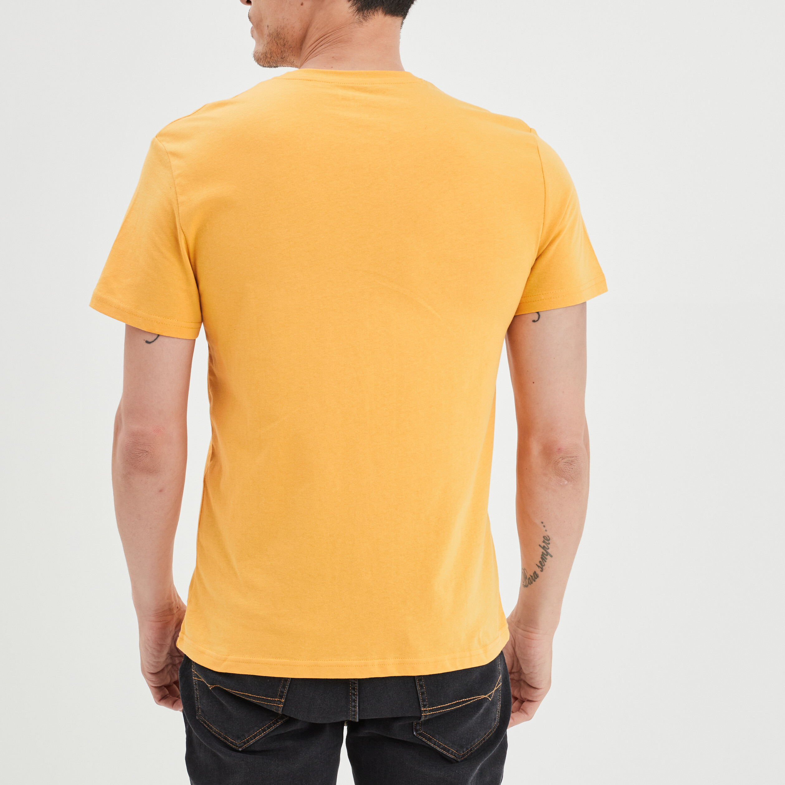 T-shirt en coton manches courtes jaune moutarde homme | La Halle