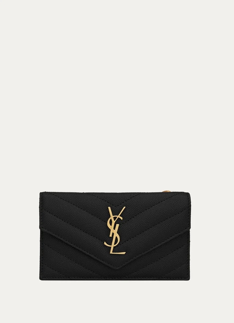 Θήκη για κάρτες από δέρμα μοσχαριού Saint Laurent Zip Fragments