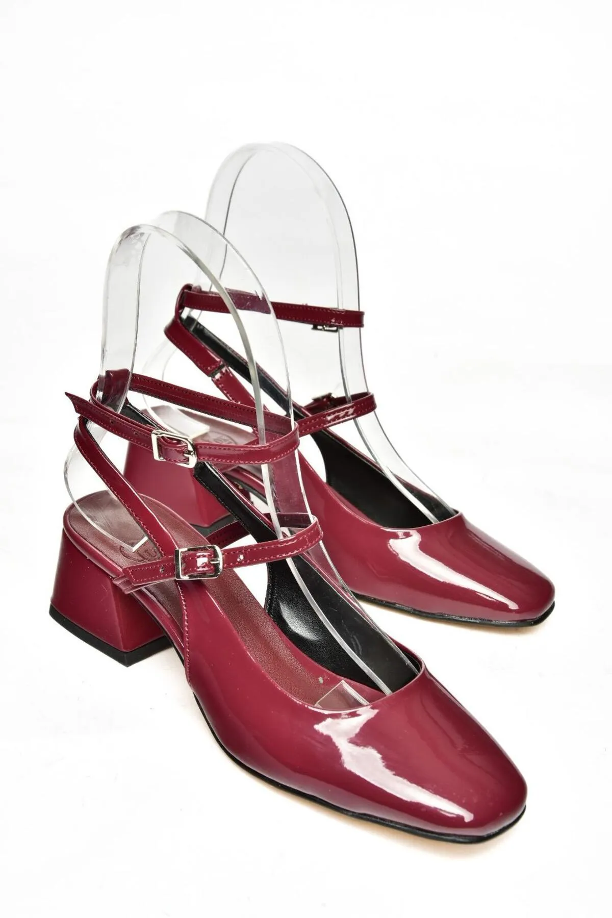 Fox Shoes  P654137008 Weinrot Lackleder Mary Jane Niedrige Absätze Damenschuhe Maryjane