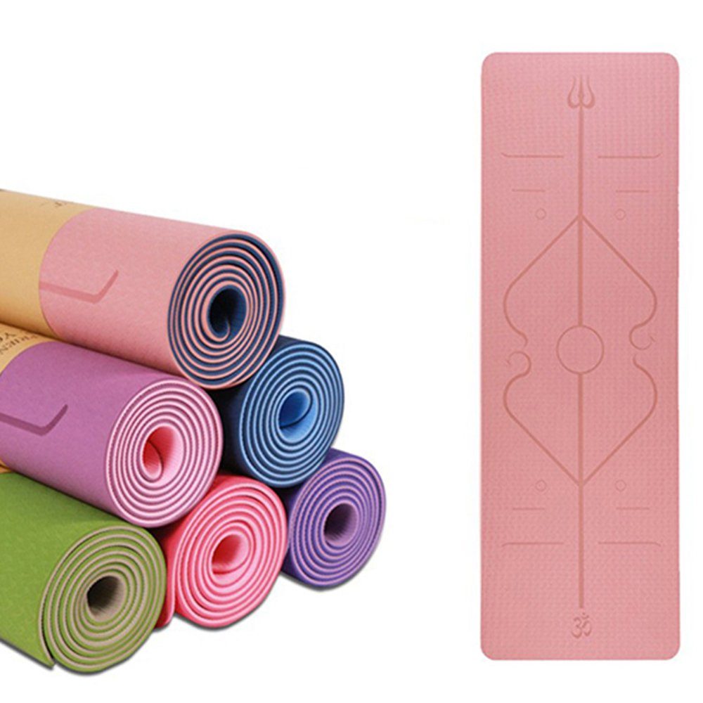 SCOSPORT Yogamatte Yogamatte rutschfest Schadstofffrei (Yogamatten Gymnastikmatte, Sportmatte, 1-St., Fitnessmatte, Jogamatte), Yoga Matte mit Ausrichtungslinien für die Körperhaltung