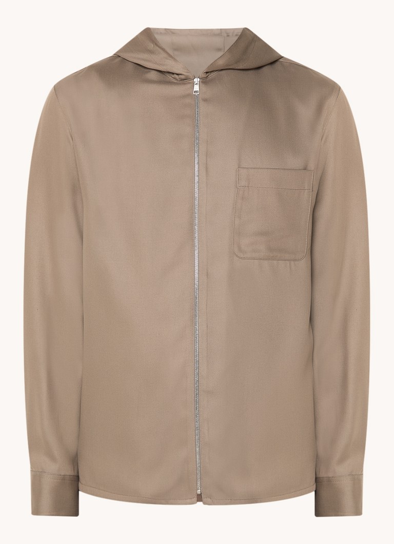 Giacca-camicia Sandro in misto lyocell con cappuccio e zip
