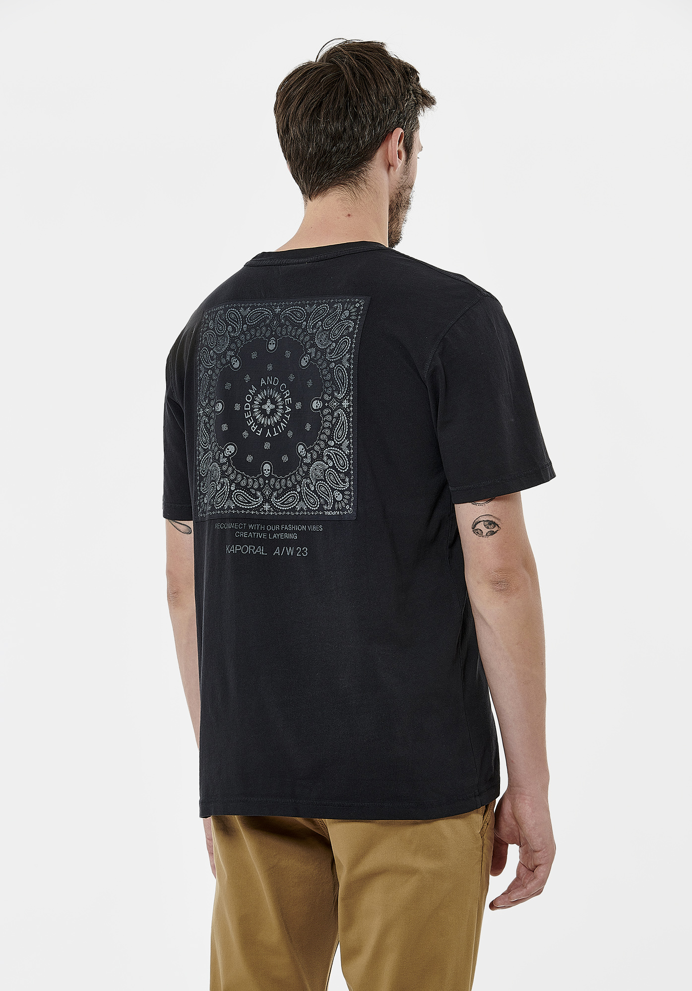RILES  T-shirt noir homme 100% coton