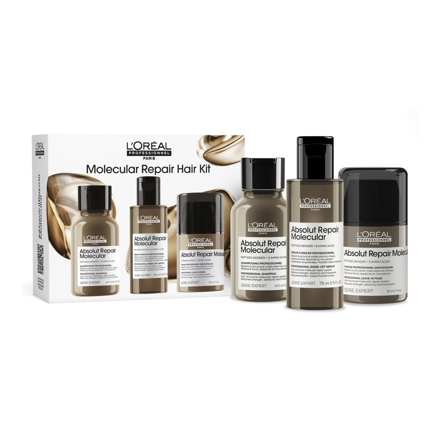 ASIANTUNTIJAN SARJA Uusi Absolut Repair Molecular Mini Trio Kit Shampoo + Nestemäinen hoitoaine + Jätettävä hiuksiin - Hiuslaatikot
