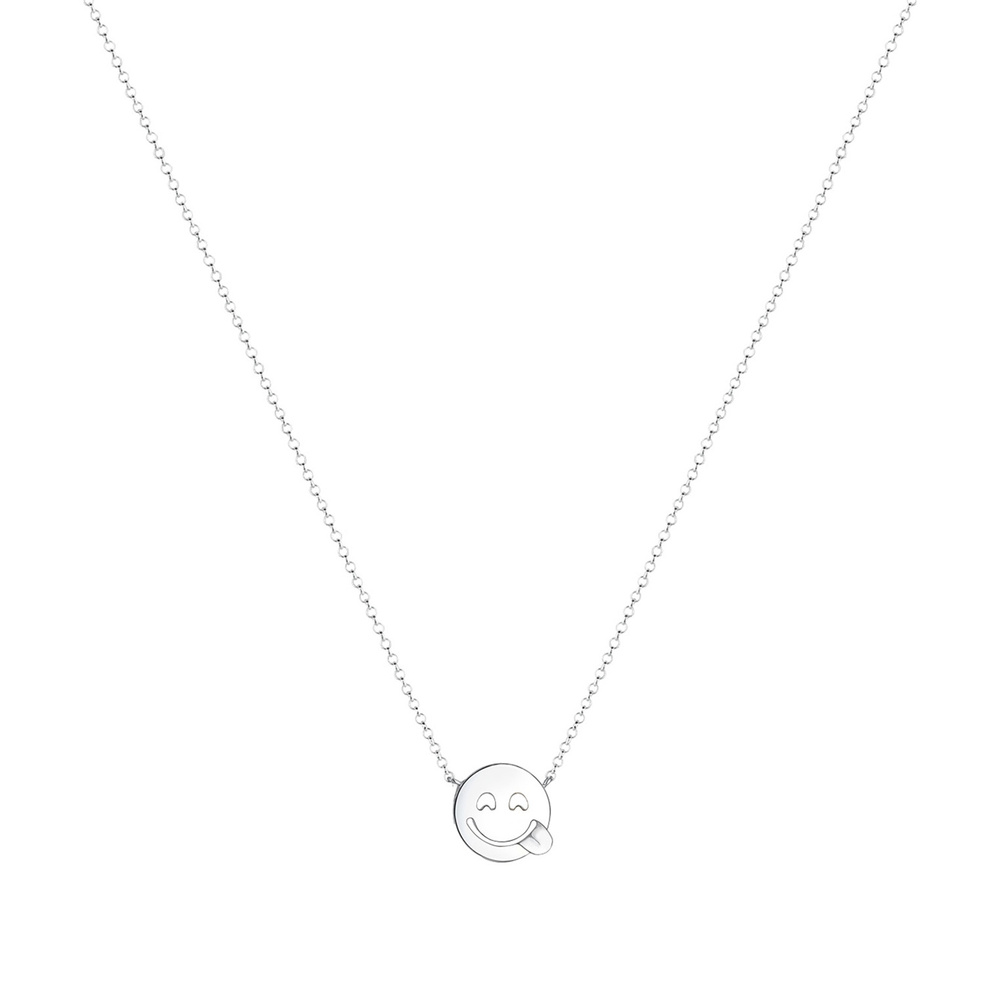Elli Elli Collier Femme Pendentif Emoji Smile - (925/1000) Argent Bijoux