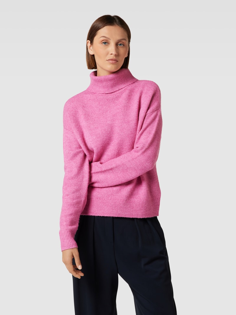 Rollkragenpullover mit überschnittenen Schultern in pink