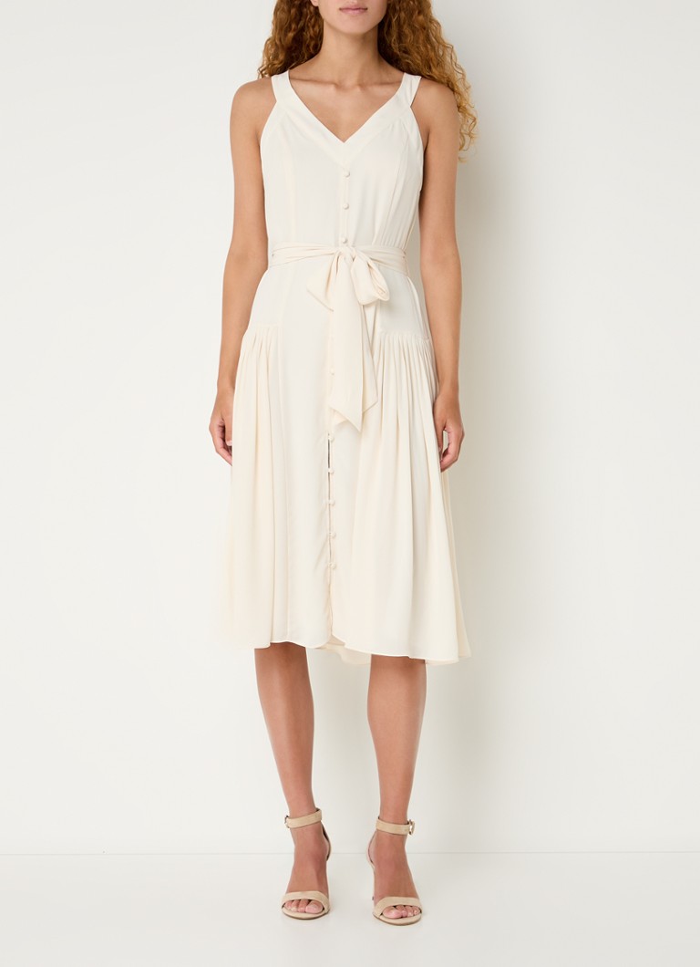 Midi haljina Ralph Lauren s pojasom za vezanje i naborima