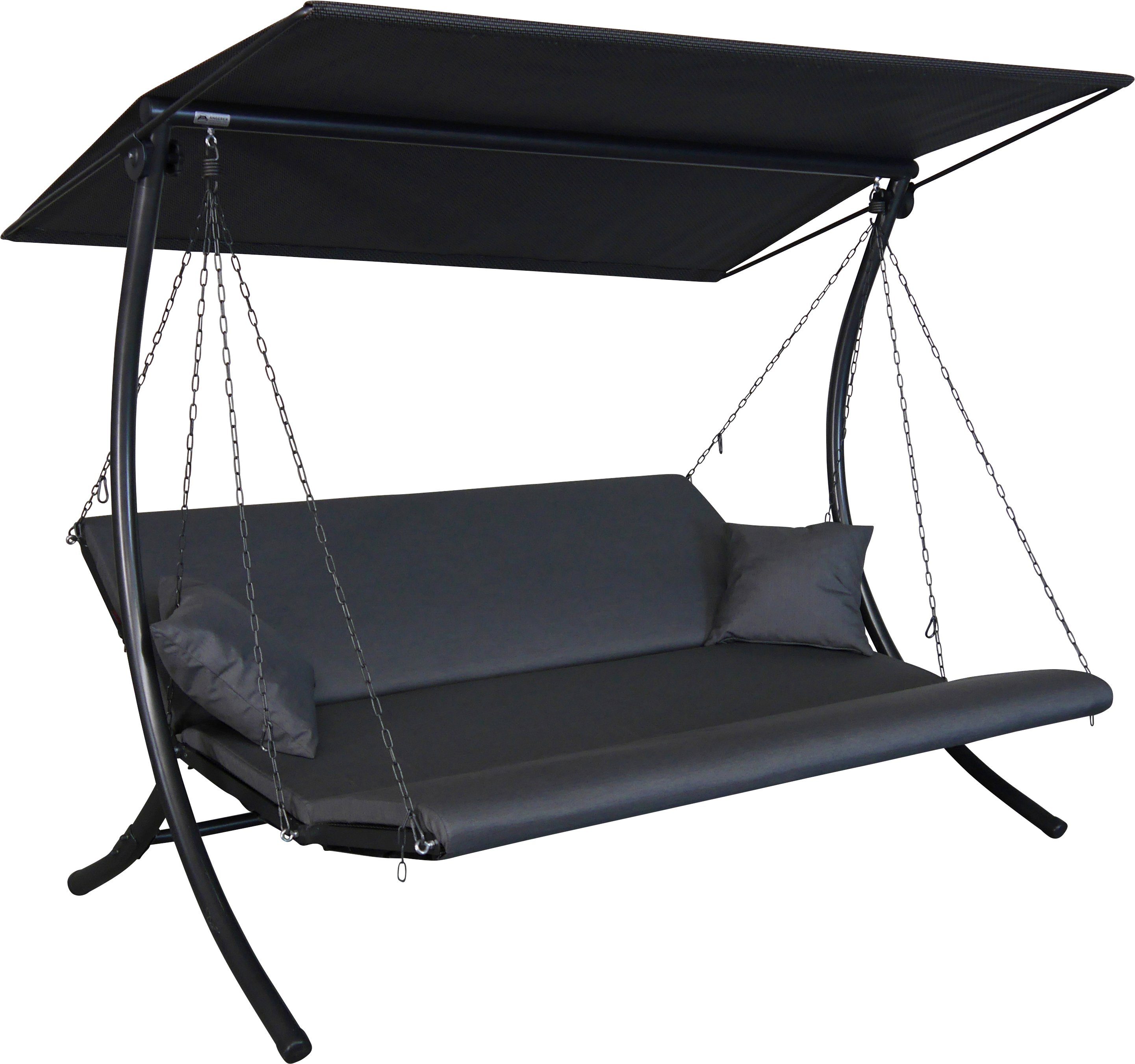 Angerer Freizeitmöbel Hollywoodschaukel Swing Zip anthrazit, 3-Sitzer, Bettfunktion, wetterfest