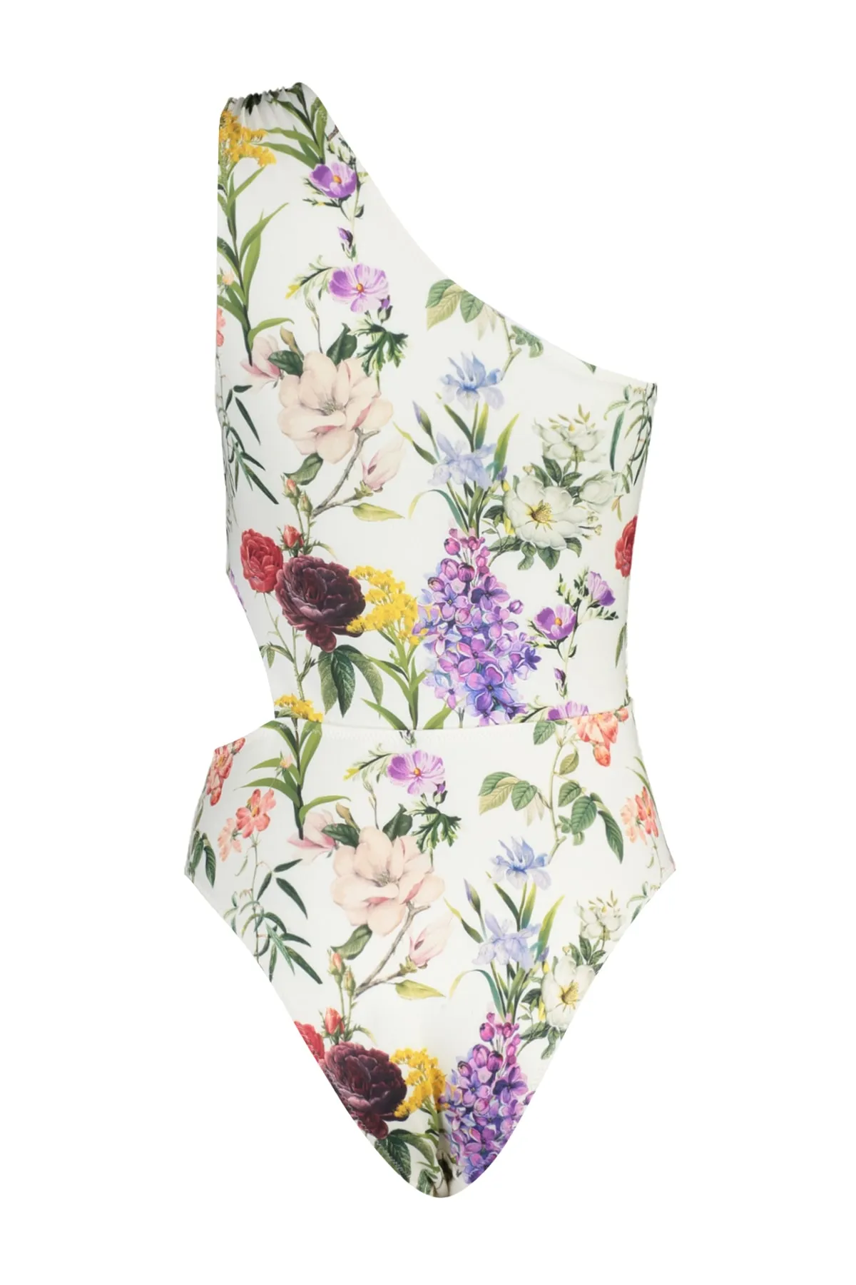 Trendyol Collection  Badeanzug mit Blumenmuster, einseitiger Schulterpartie, drapiertem High Leg und TBESS23MA00098