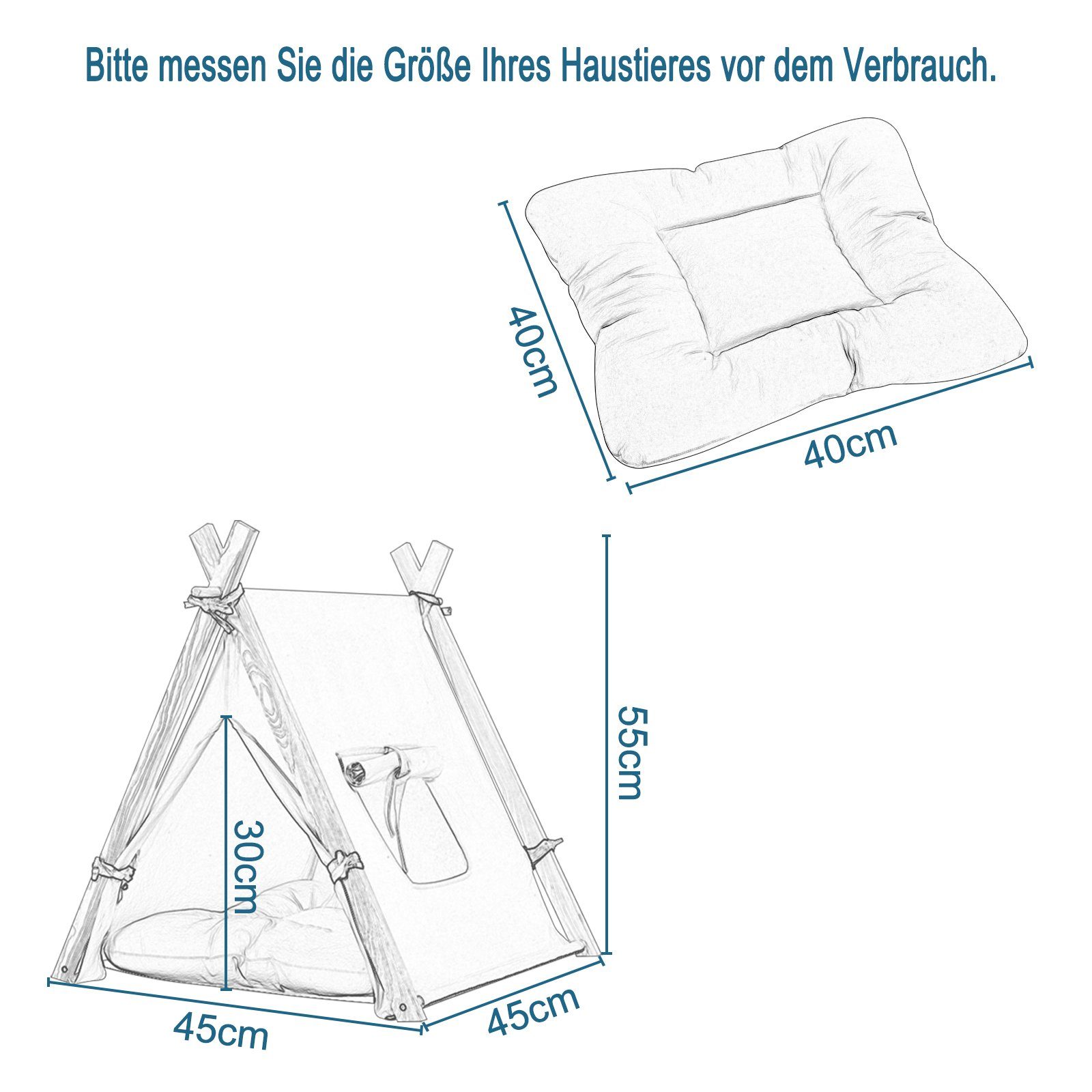 EUGAD Tierhaus, Tipi Hundezelt Katzenzelt 45x55x45cm Kätzchen Chihuahua Weiß