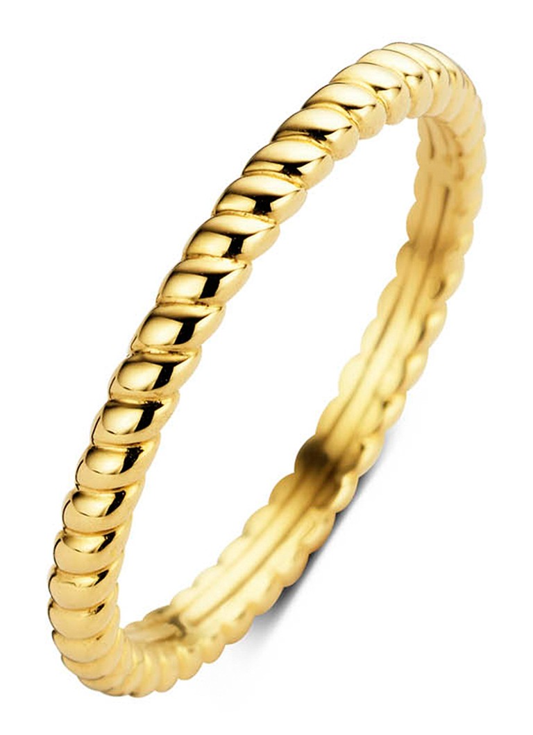 Set di anelli in oro giallo 14 carati con diamanti incastonati.