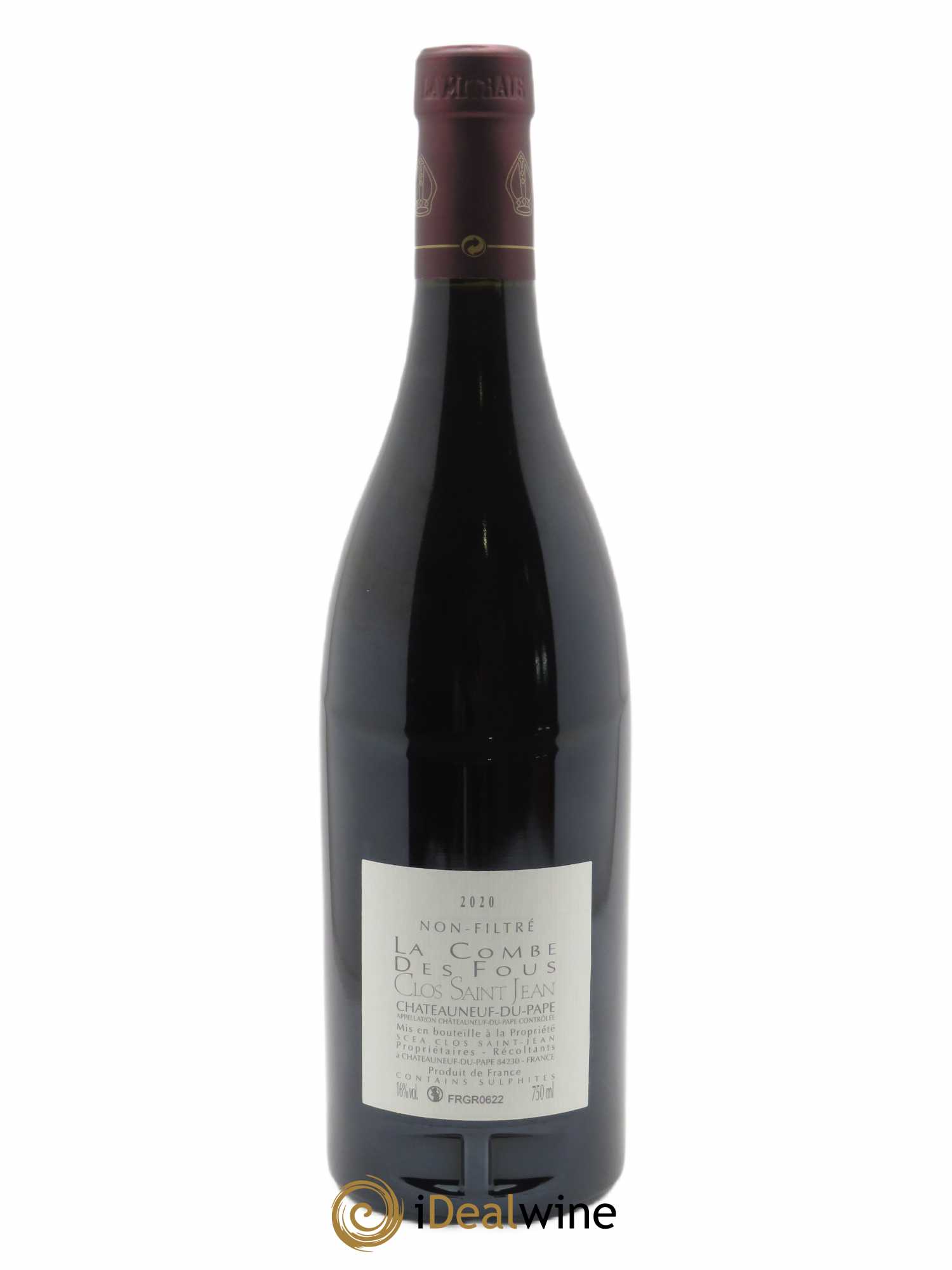 Châteauneuf-du-Pape Clos Saint-Jean La Combe des Fous Pascal et Vincent Maurel  2020 - Lot de 1 Bouteille