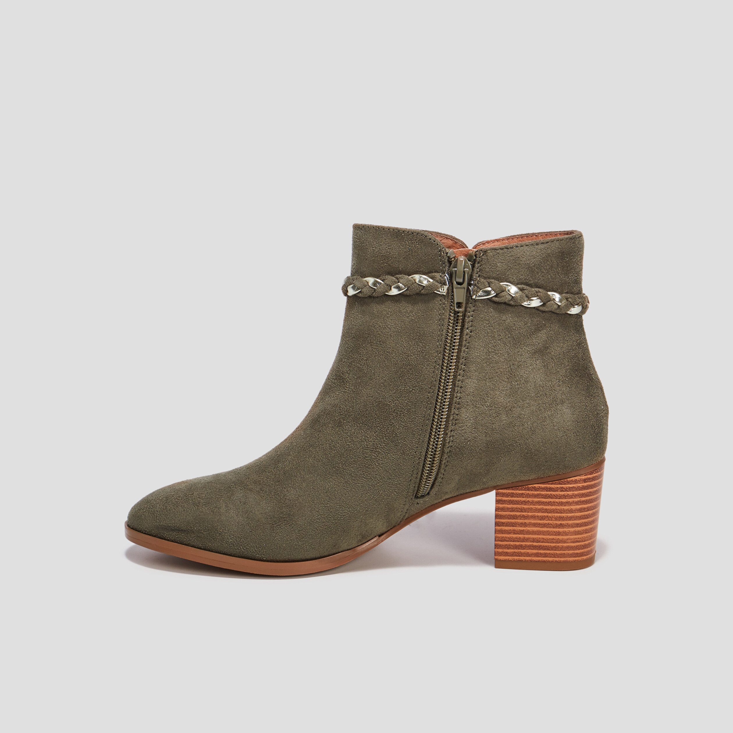 Bottines à détails tressés vert kaki femme | La Halle