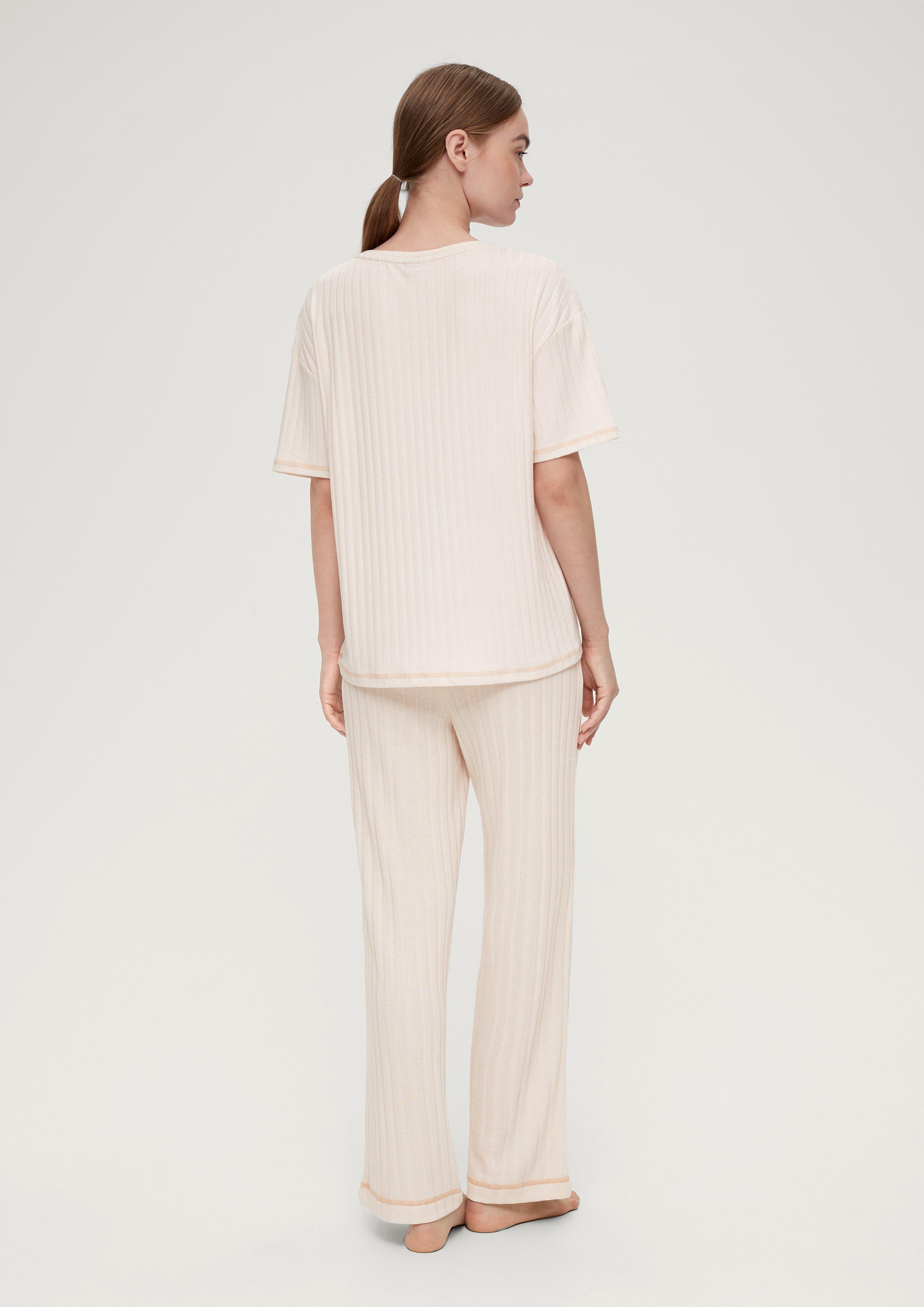 Pyjama-Shirt mit Rippstruktur  6007402-8024