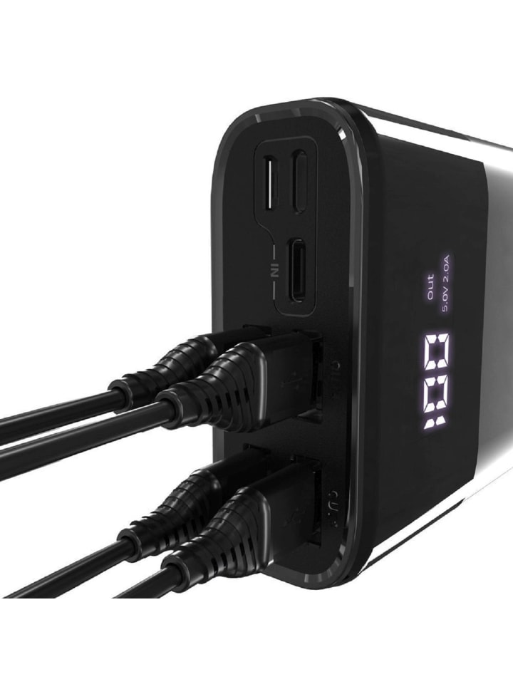 COFI 1453 Powerbank 30000mAh 4 x USB mit LCD-Display Schwarz in Schwarz günstig kaufen onesize