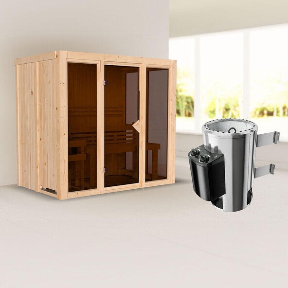 Sauna Ida 3 mit Ofen, 3,6 kW, naturbelassen