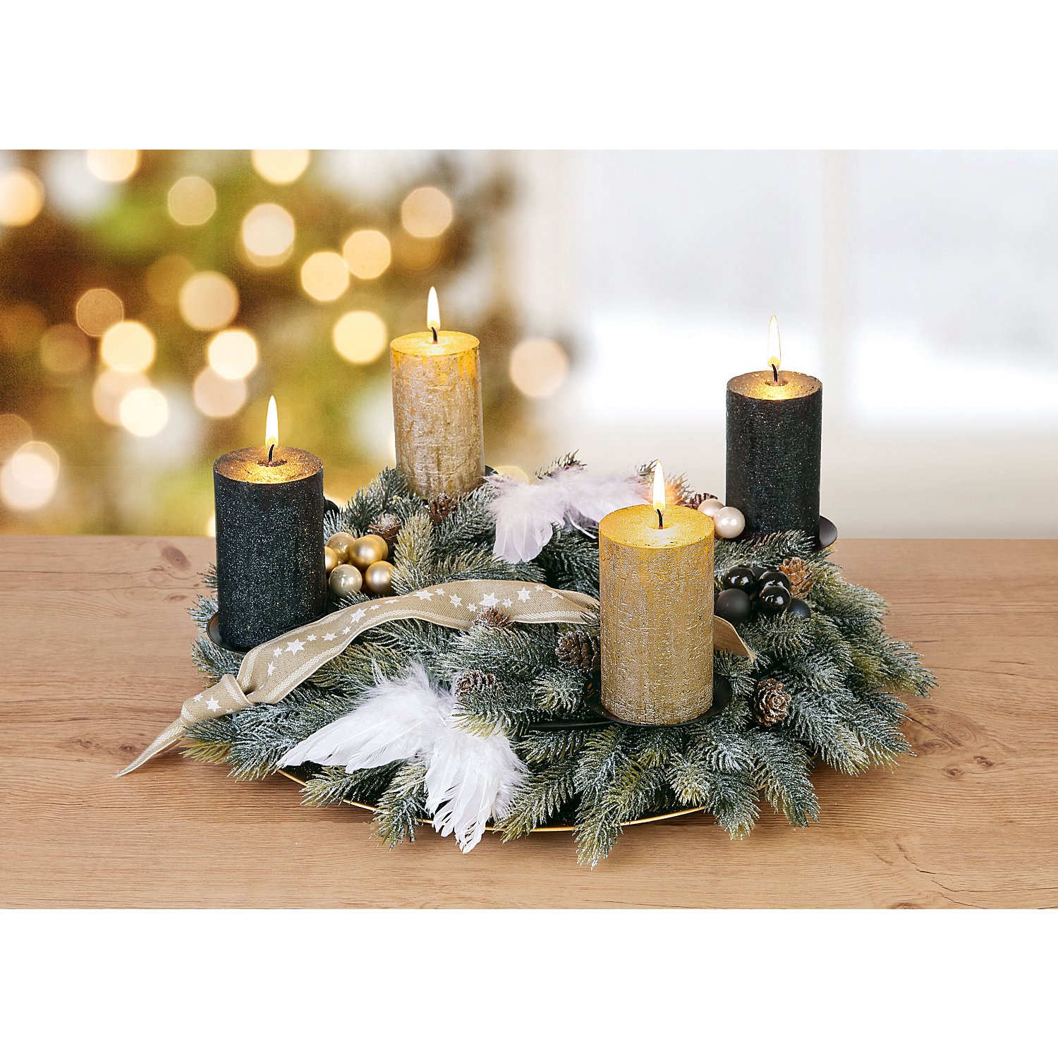 Weihnachtskugeln aus Glas, schwarz, creme, 2 cm Ø, 24 Stück