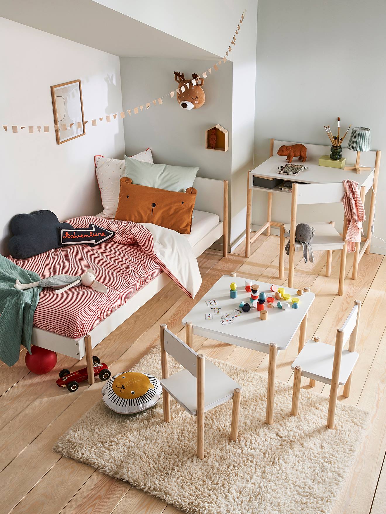 Vertbaudet Kinderstuhl für Spieltisch WOODY - weiß/natur