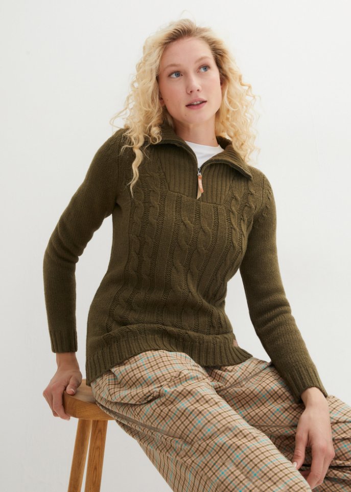 Troyer Pullover mit Zopfmuster