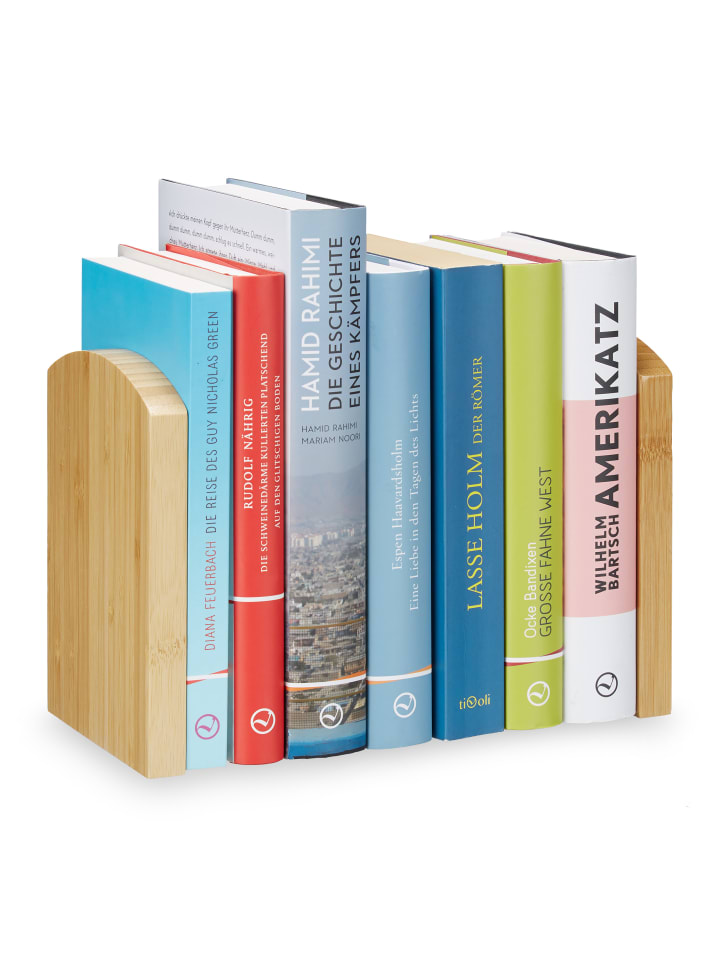 relaxdays Buchstütze 2 teilig in Natur - (B)11,5 x (H)17 x (T)12,5 cm günstig kaufen onesize
