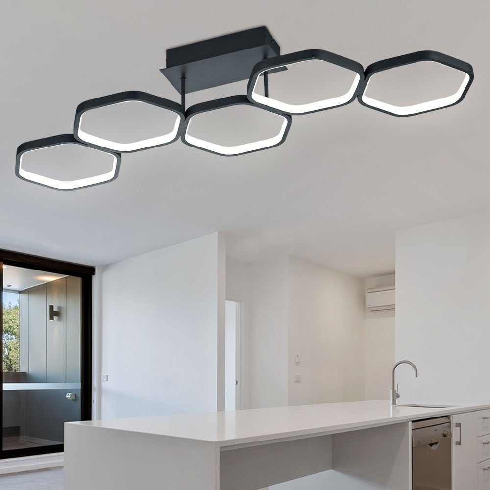 etc-shop LED Deckenleuchte, LED-Leuchtmittel fest verbaut, Warmweiß, Designer Deckenleuchte dimmbar Metall