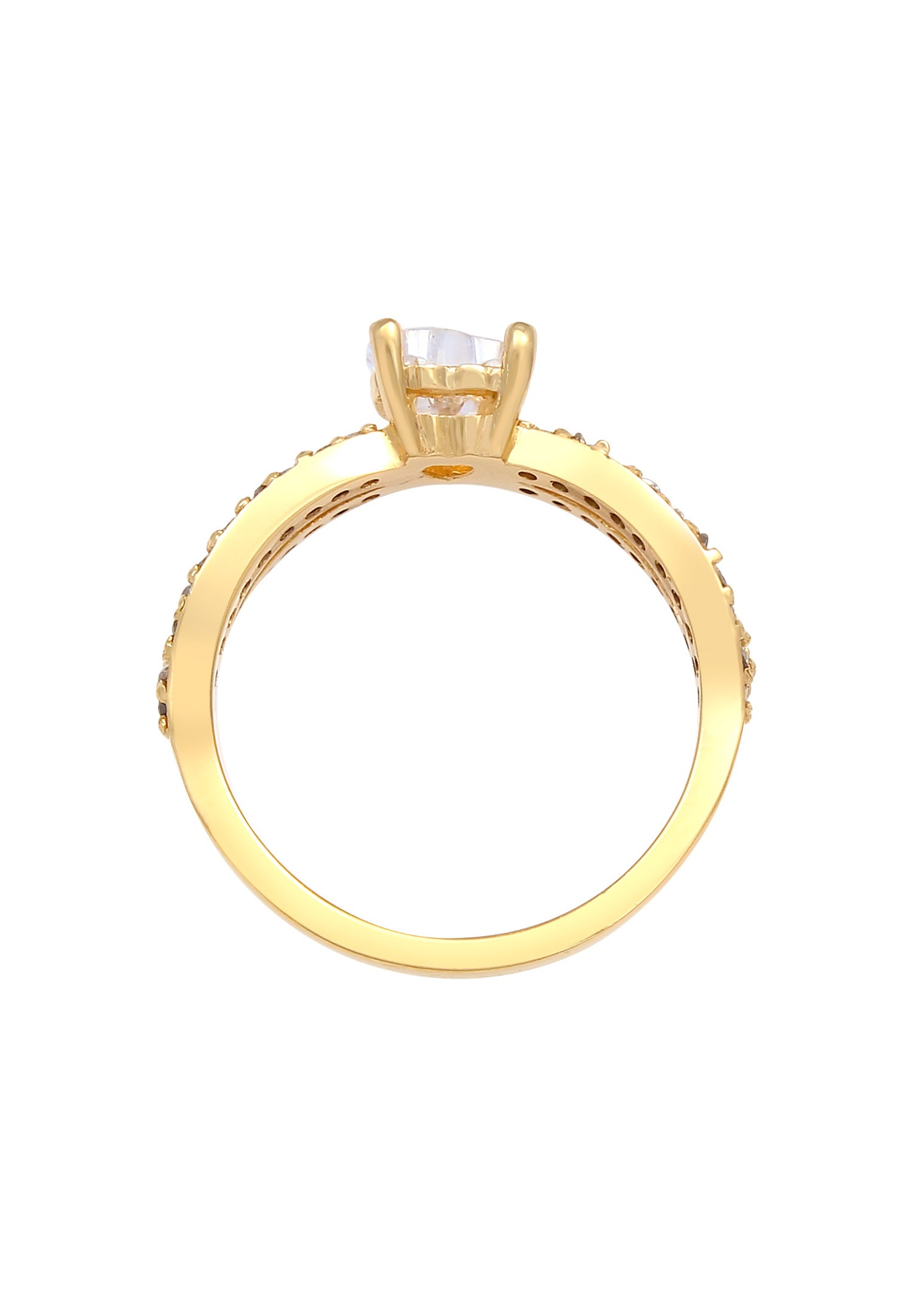 Elli Damen-Solitär-Verlobungsring mit Zirkonia-Kristallen in 925er Sterlingsilber