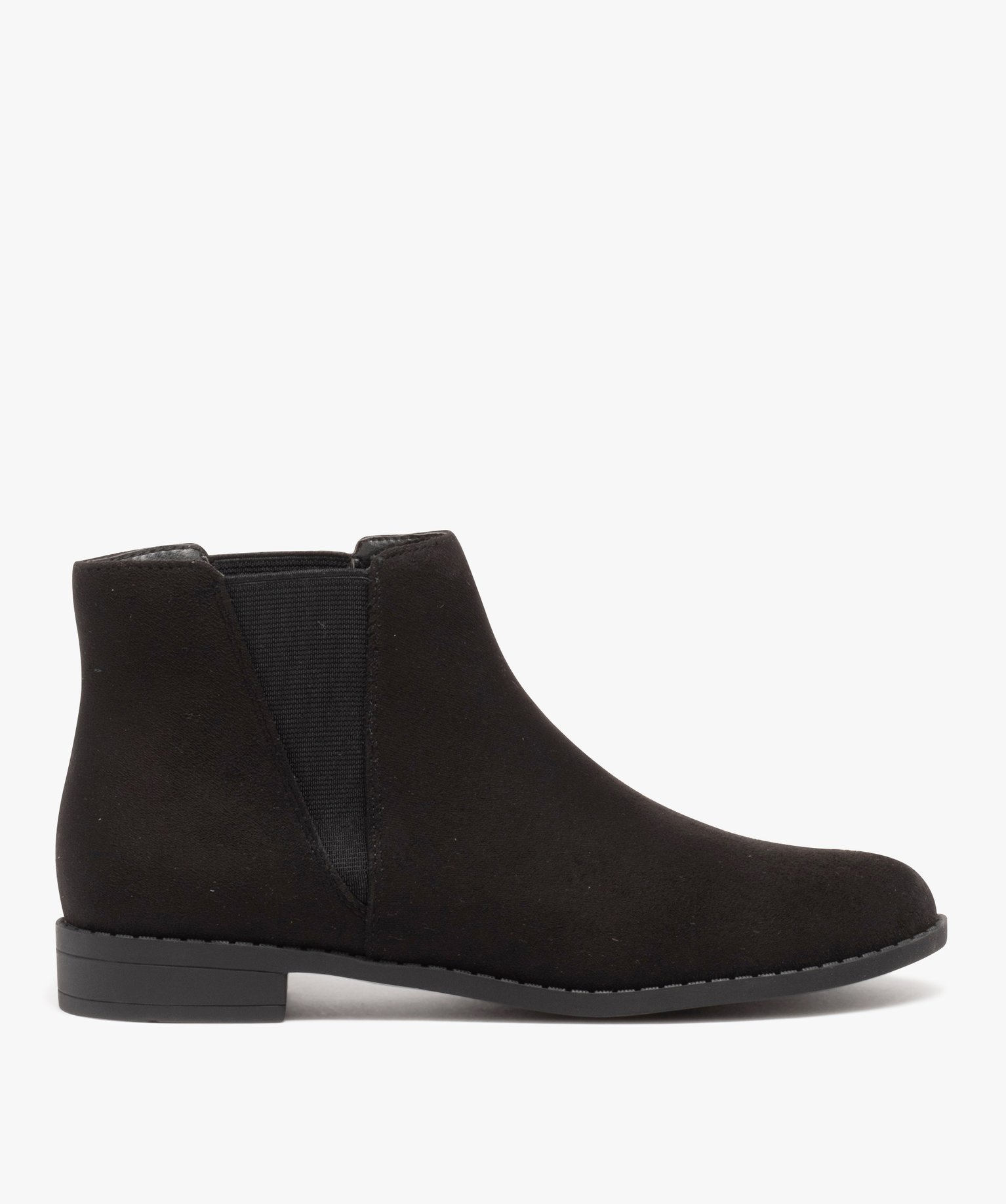 Boots Chelsea en suédine à talon plat femme noir | GEMO