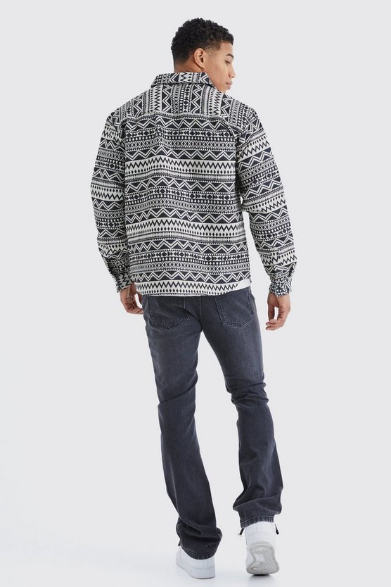 Langärmliges Oversize Jacquard Overshirt