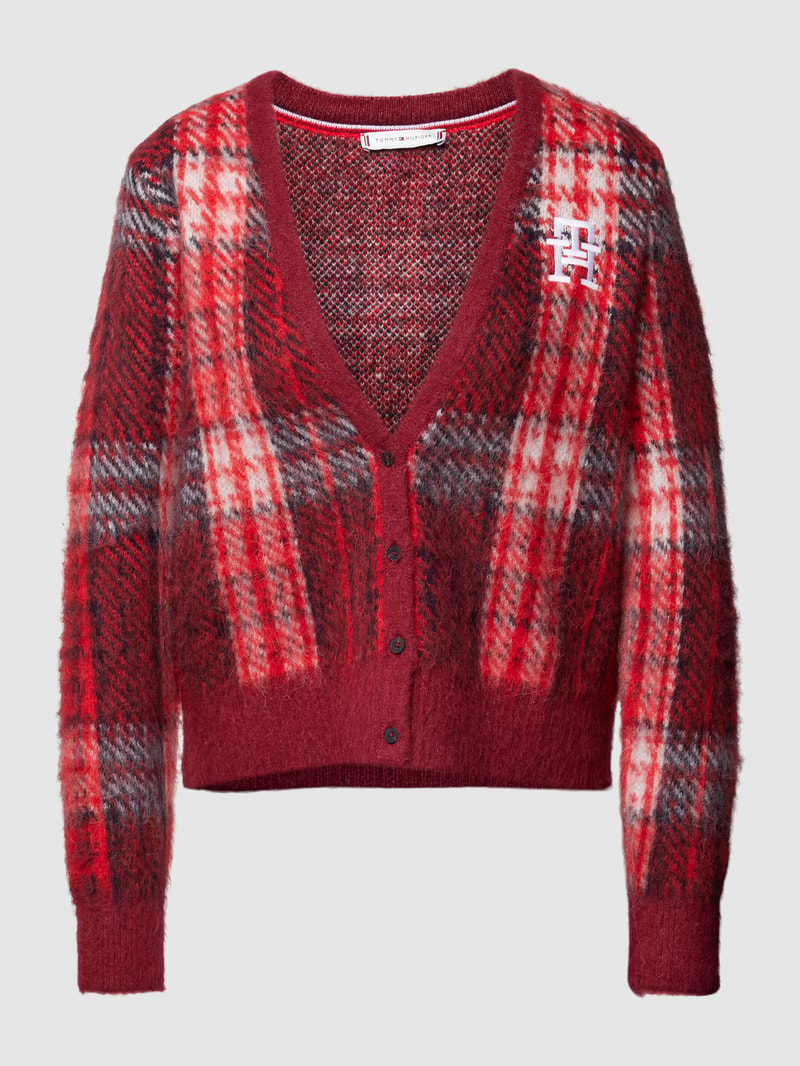 Cardigan mit Tartan-Muster in rot