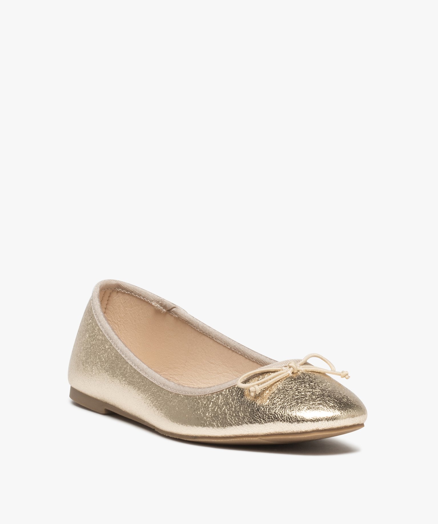 Ballerines femme métallisées avec noeud fantaisie or | GEMO