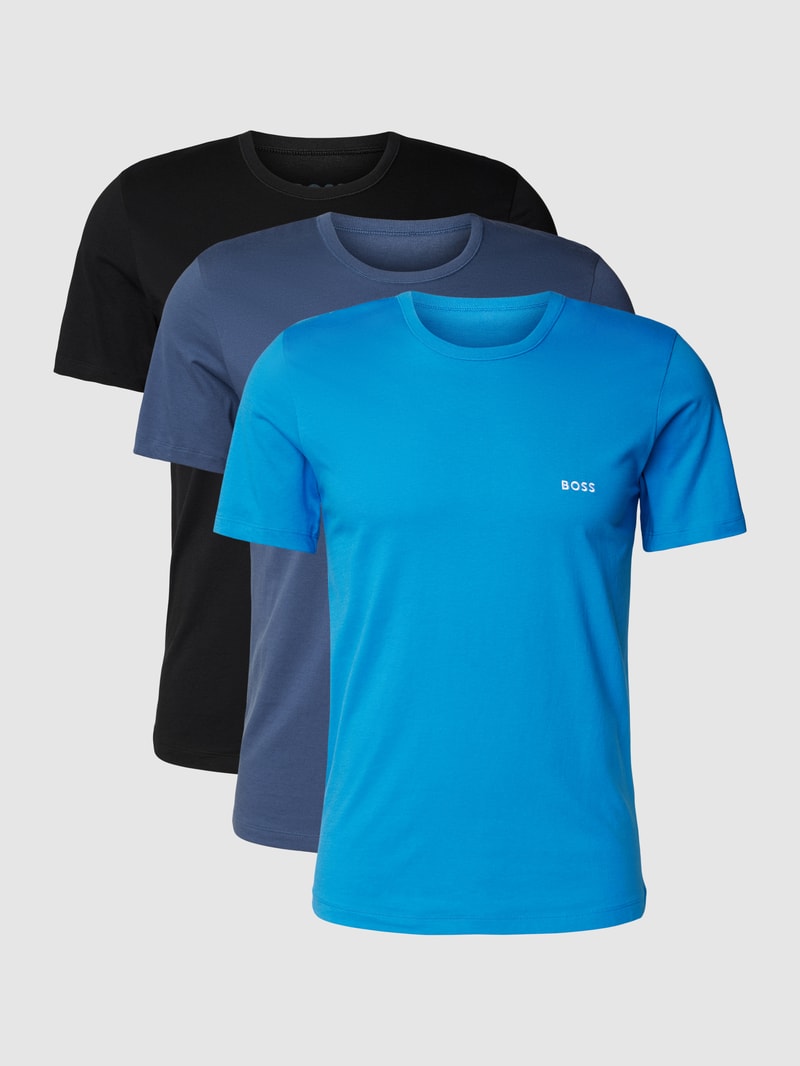 T-Shirt mit Label-Stitching im 3er-Pack in royalblau