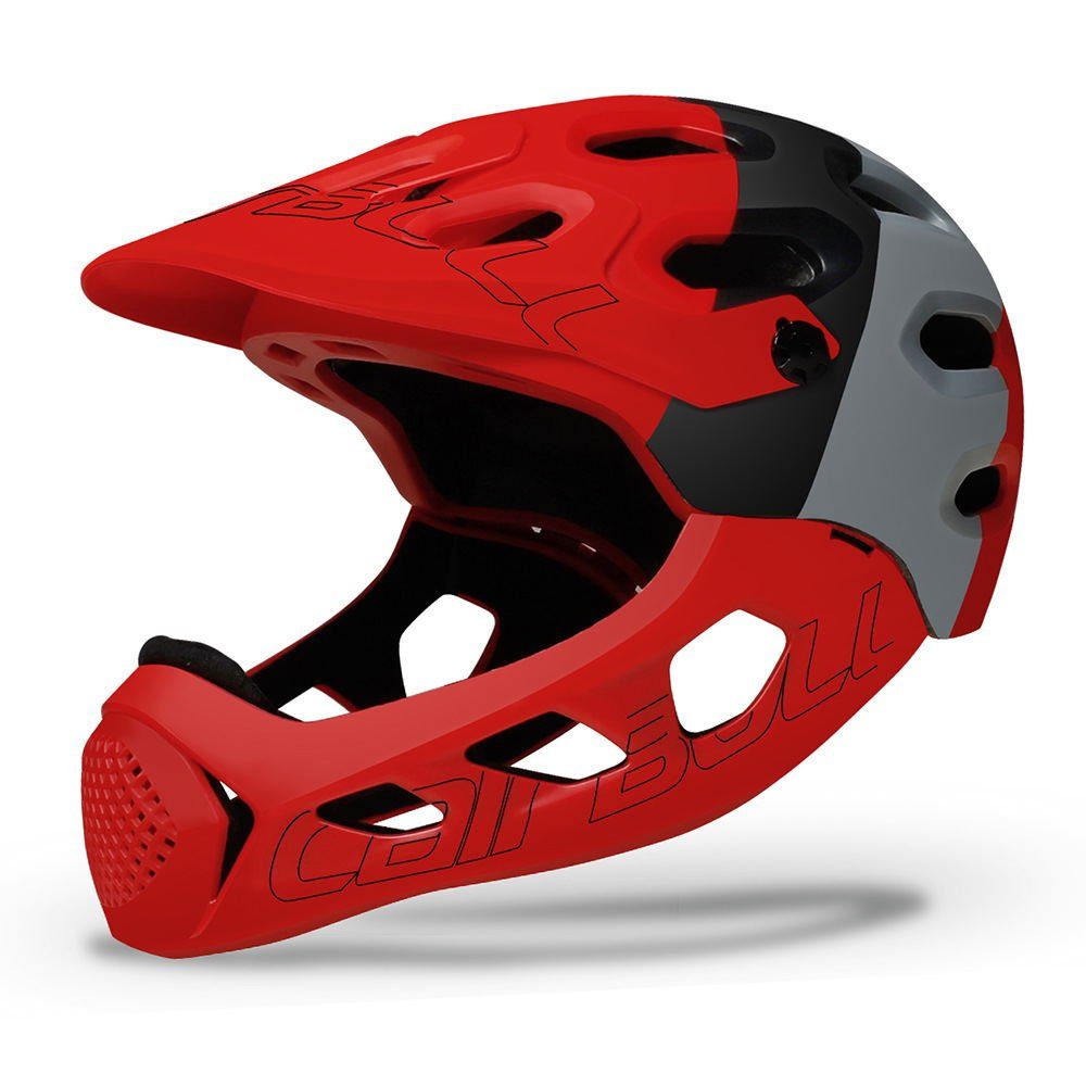 meeteu Fahrradhelm Erwachsene Fahrradhelm BMX MTB Integralhelm (Größen 56-62cm, 4 Farben Helm), Fullfacehelm Kinnbügel Abnehmbar