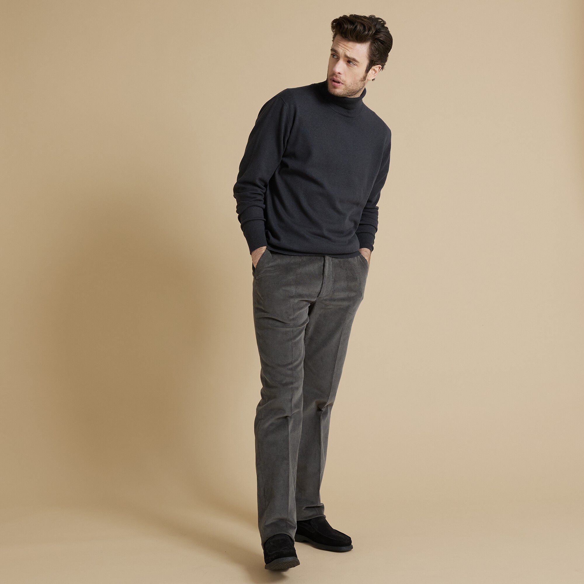 Pantalon velours taille élastiquée sans pince